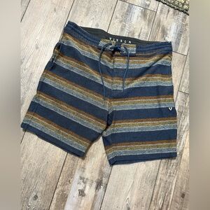 VISSLA Men's Multicolor Striped swim Trunks Board Shorts Woven Cotton Blend